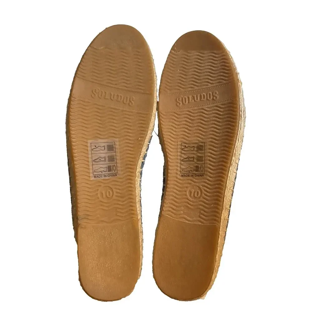 Anthropologie Soludos Chambray Blue Slip On Jute Espadrilles Women 10M Pineapple